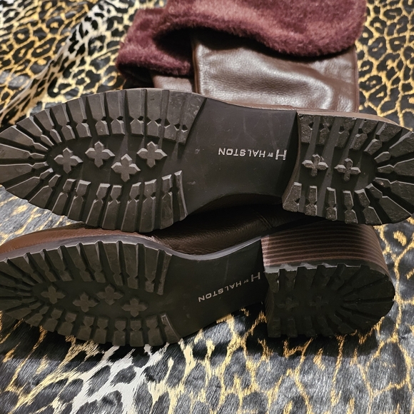 H by Halston Donna Brown Leather and Faux fur Knee High Boots - Picture 4 of 6